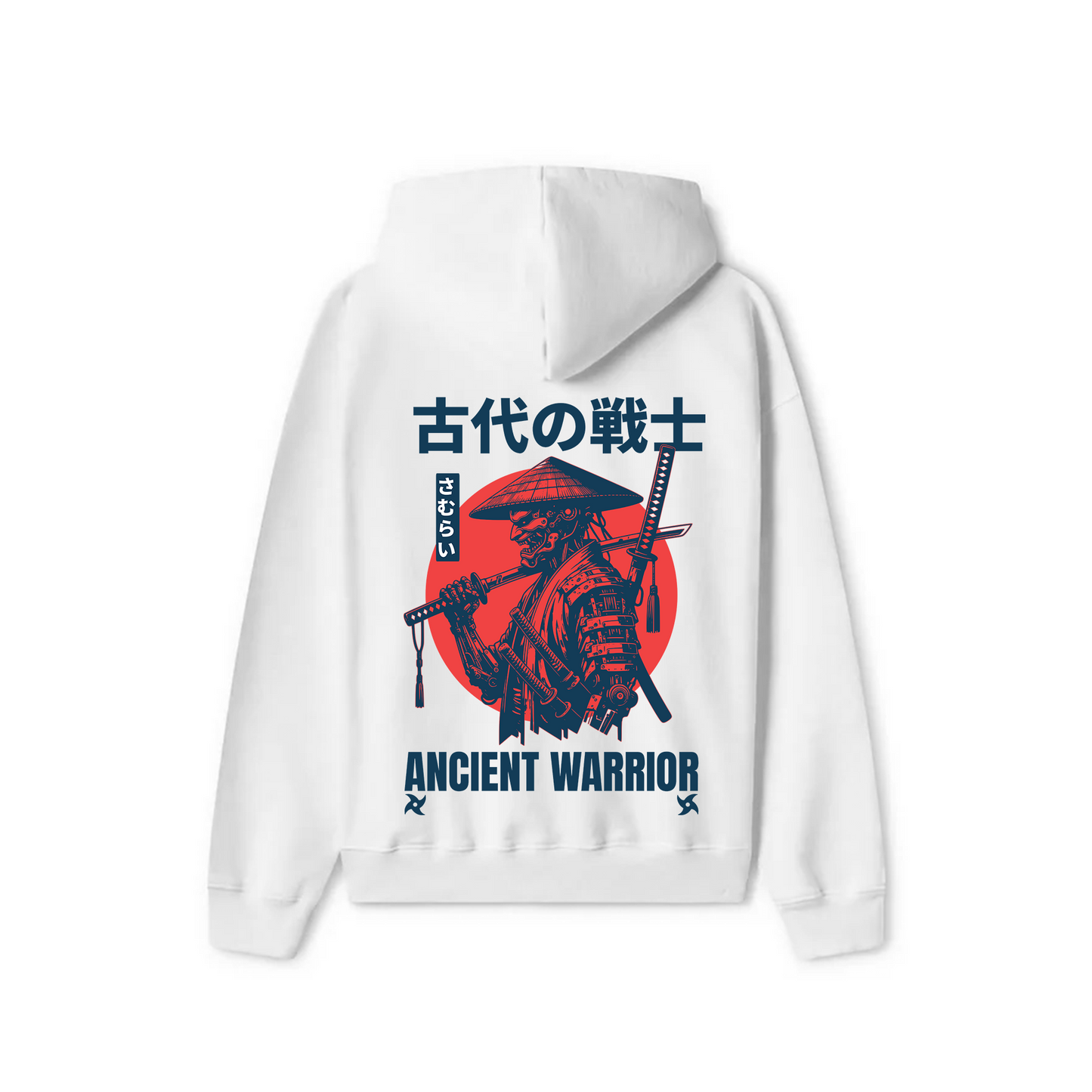 White Oversized Unisex Hoodie - Ancient warrior