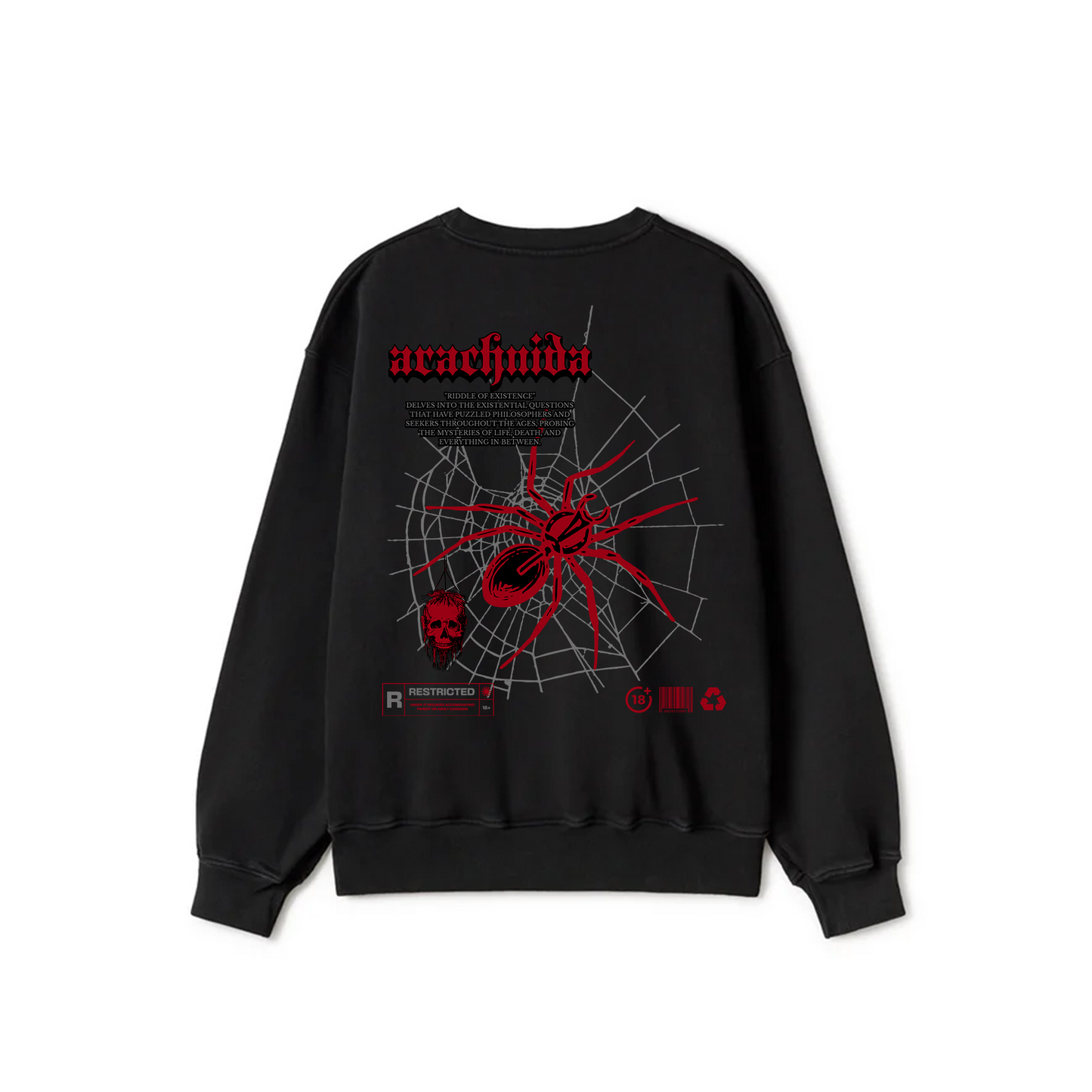Black Crewneck Unisex Sweatshirt - Arachnida