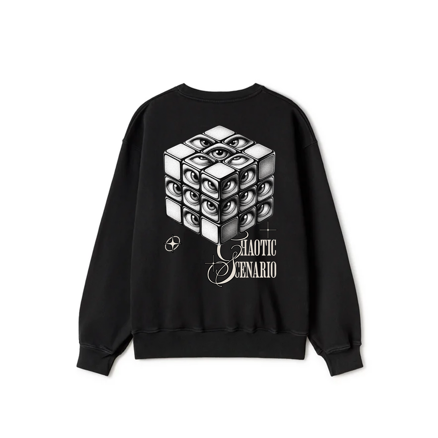 Black Crewneck Unisex Sweatshirt - Chaotic scenario