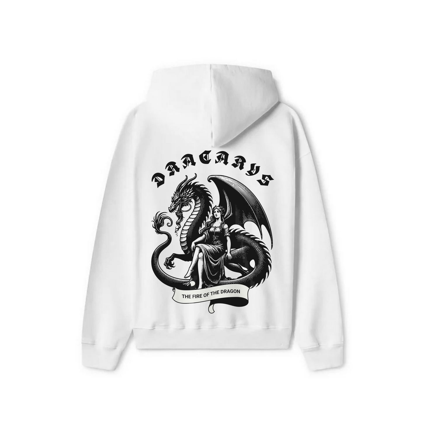 White Oversized Unisex Hoodie - Dracarys