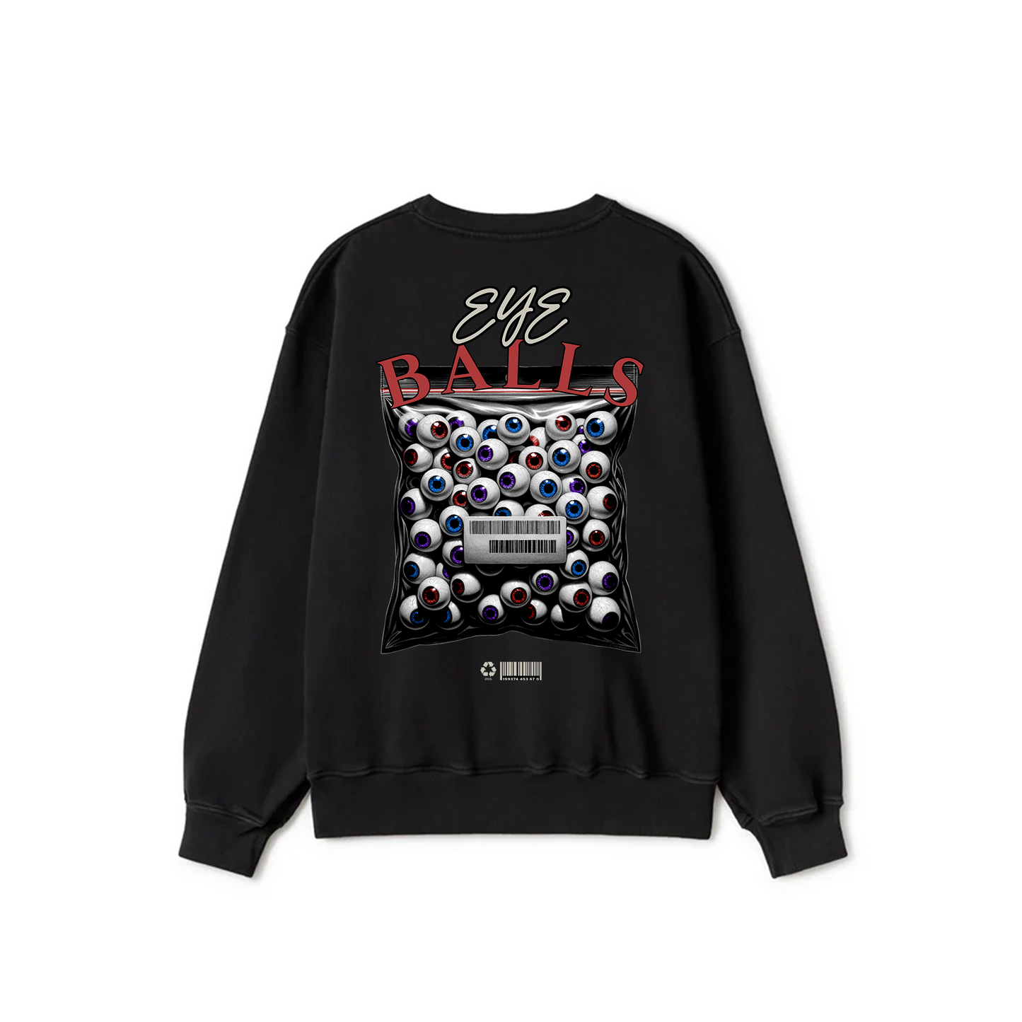 Black Crewneck Unisex Sweatshirt - eye balls