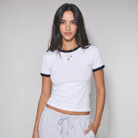 Ringer Baby Tee - White
