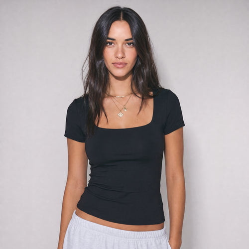 Square Neck Short Sleeve Top