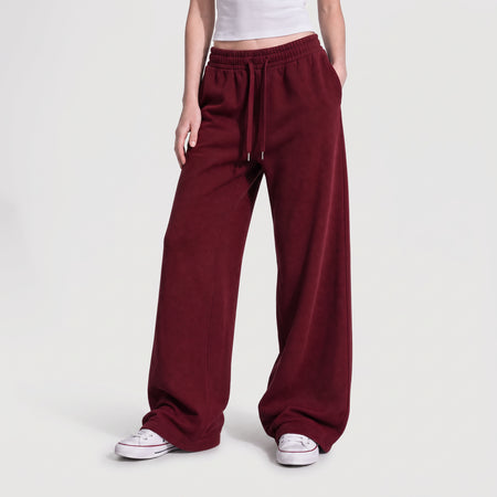 Baggy Unisex Wide Leg Summer Sweatpants - Burgundy