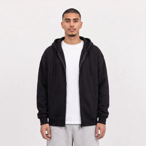 Zip Up Unisex Hoodie - Black