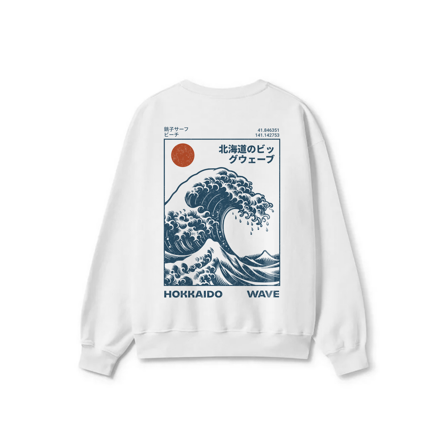 White Crewneck Unisex Sweatshirt - Hokkaido wave