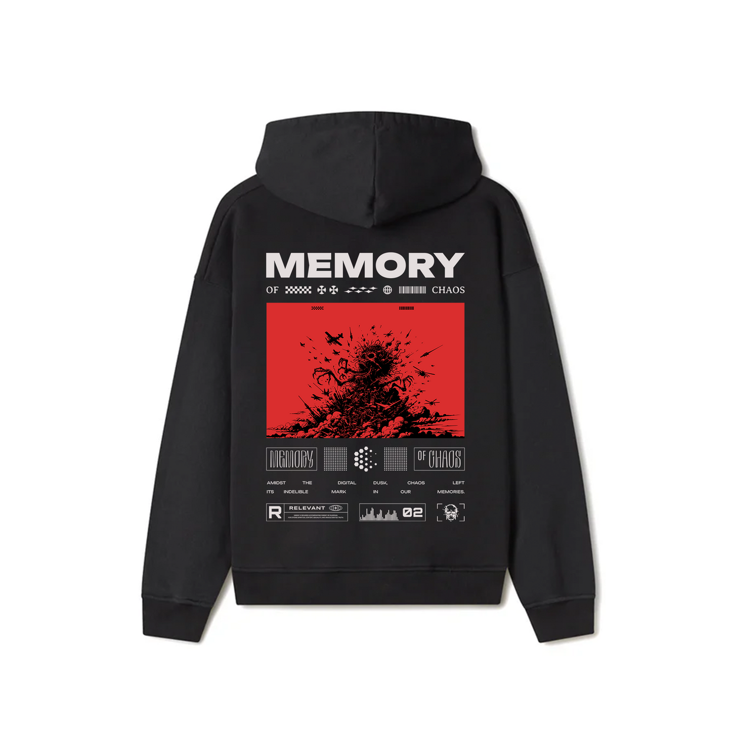 Black Oversized Unisex Hoodie - Memory of chaos