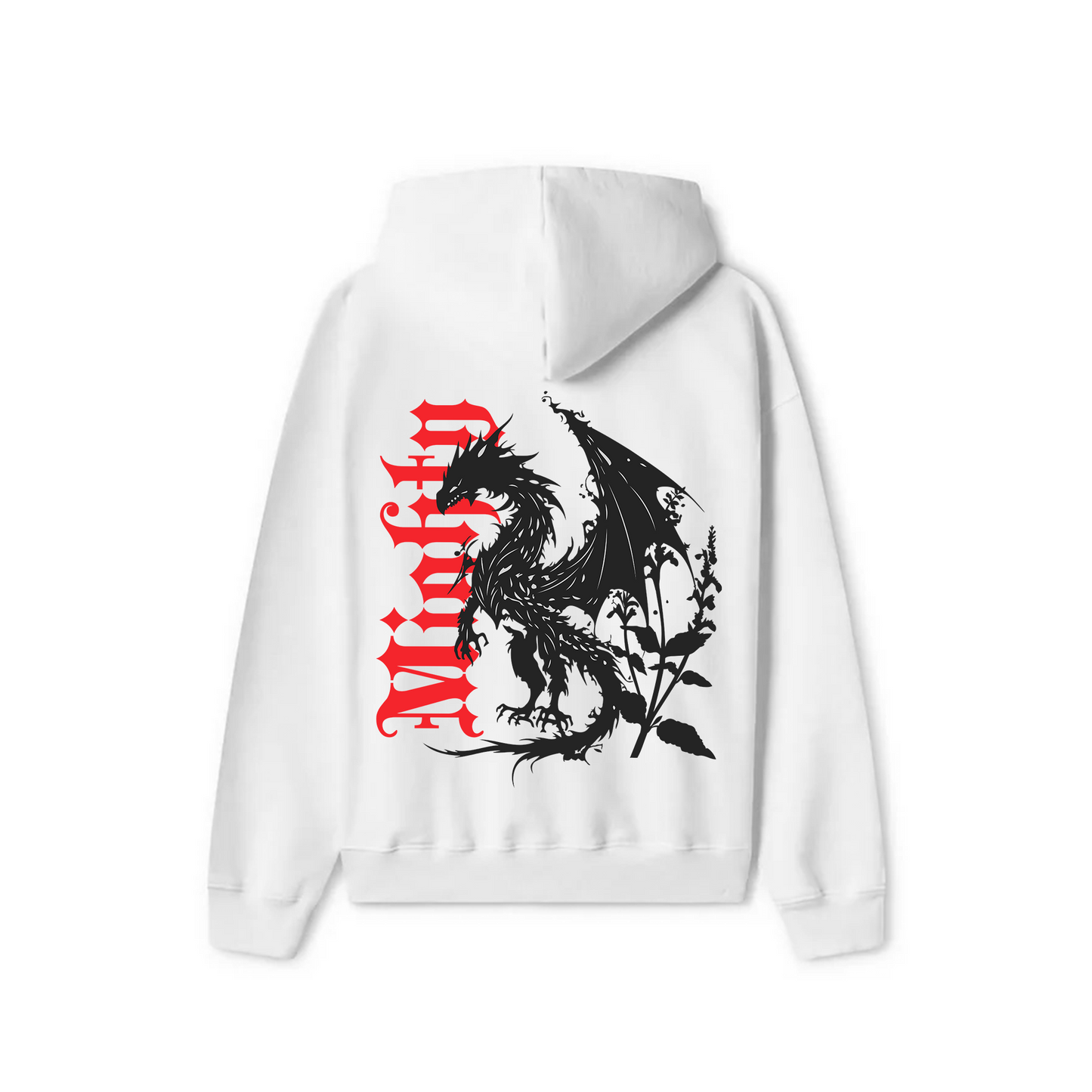 White Oversized Unisex Hoodie - Mighty dragon