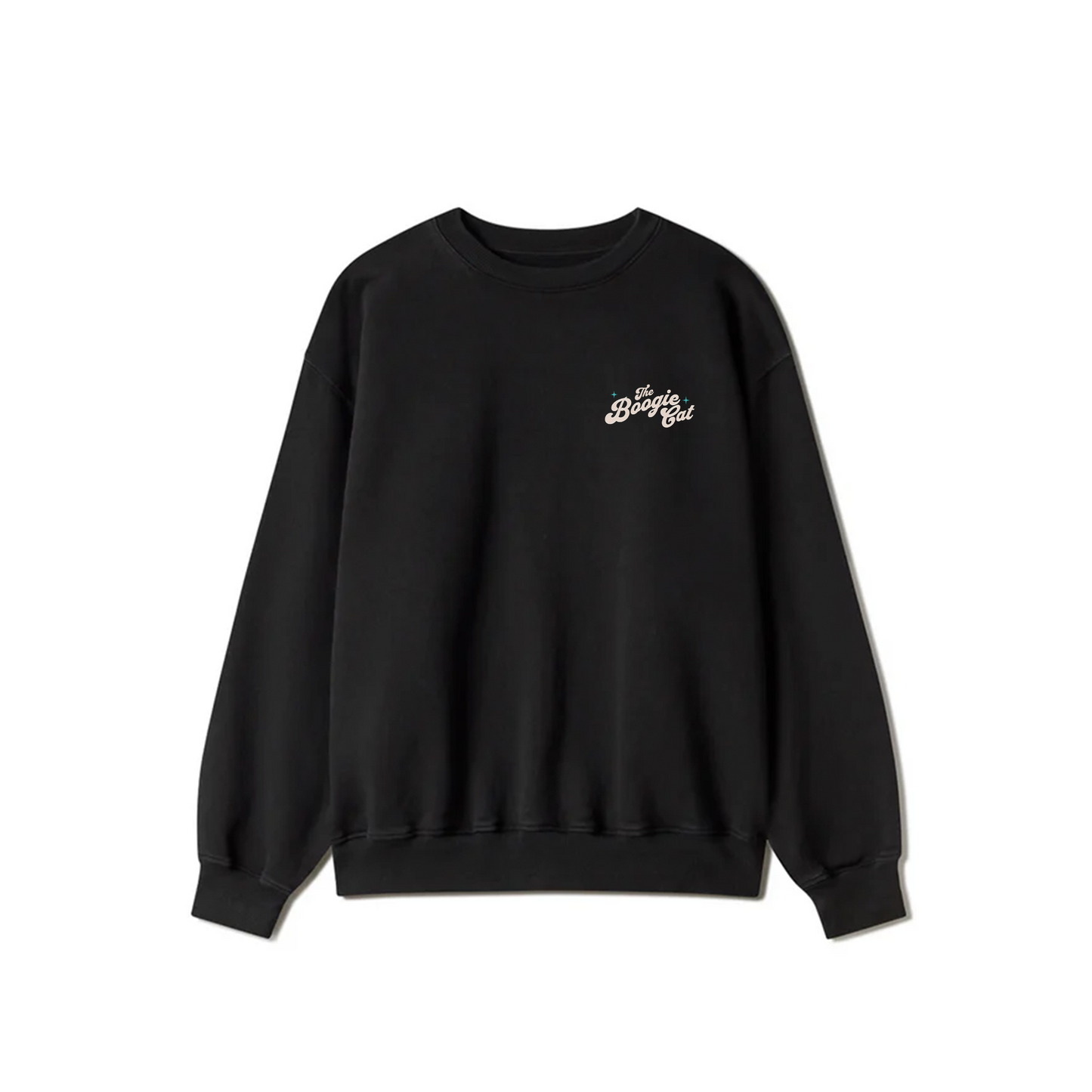 Black Crewneck Unisex Sweatshirt - The boogie cat