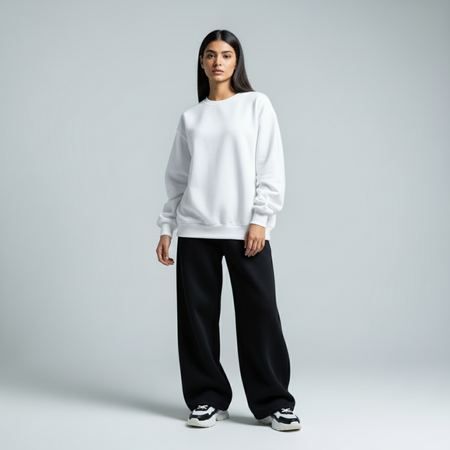 White Crewneck Unisex Sweatshirt - Basic