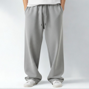 Baggy Unisex Wide Leg Sweatpants - Heather Grey