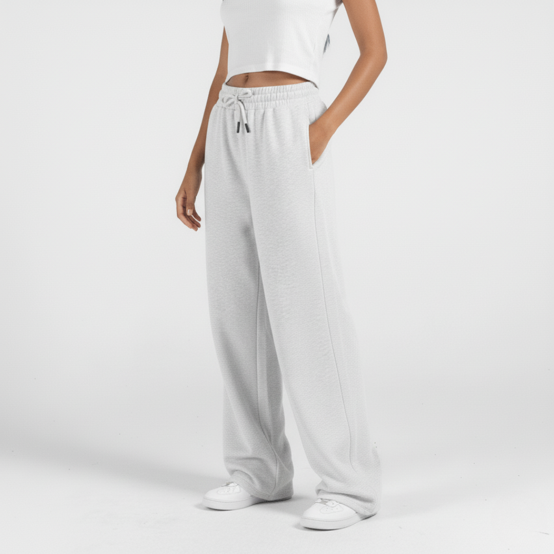 Baggy Unisex Wide Leg Sweatpants - Heather Grey