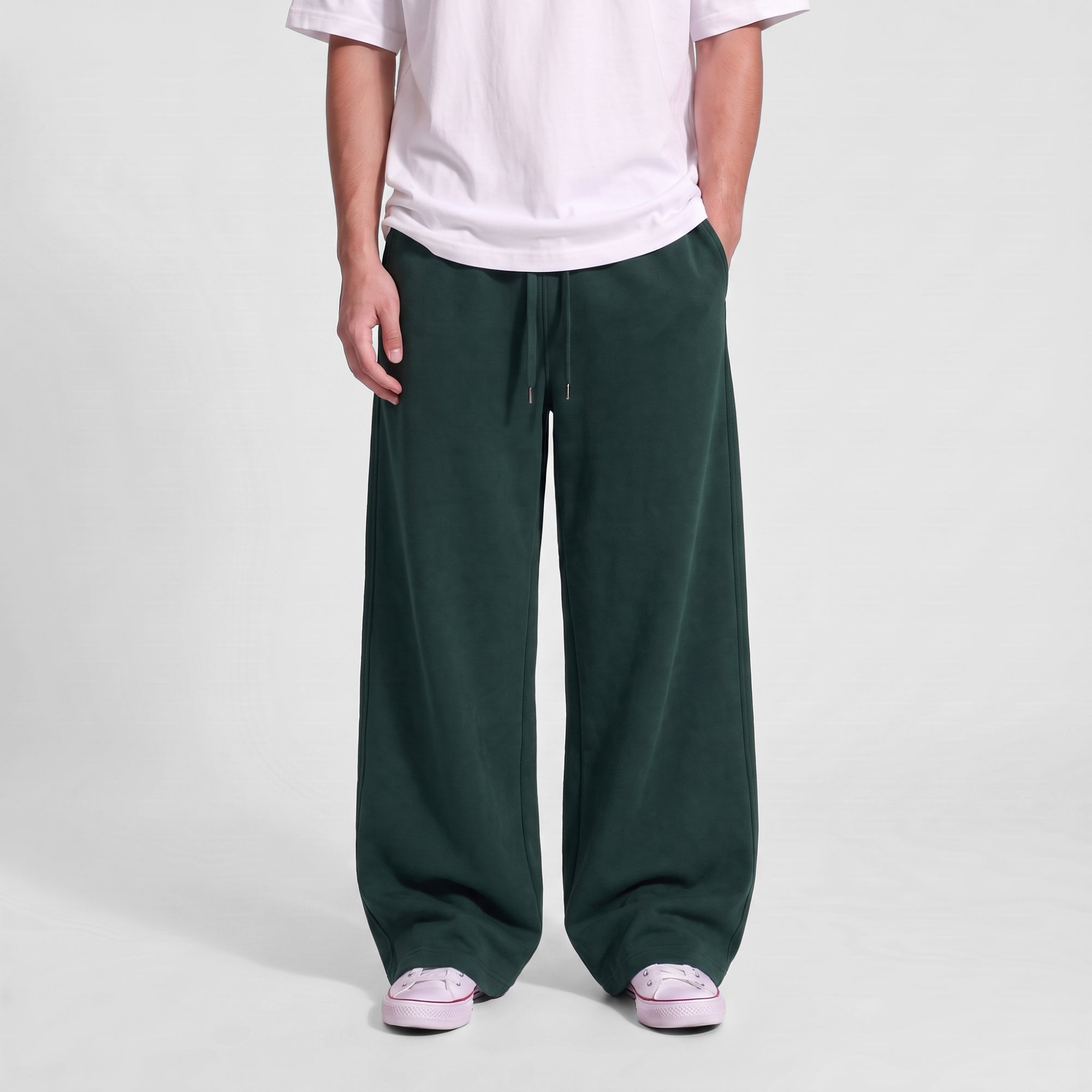 Baggy Unisex Wide Leg Summer Sweatpants - Dark Green