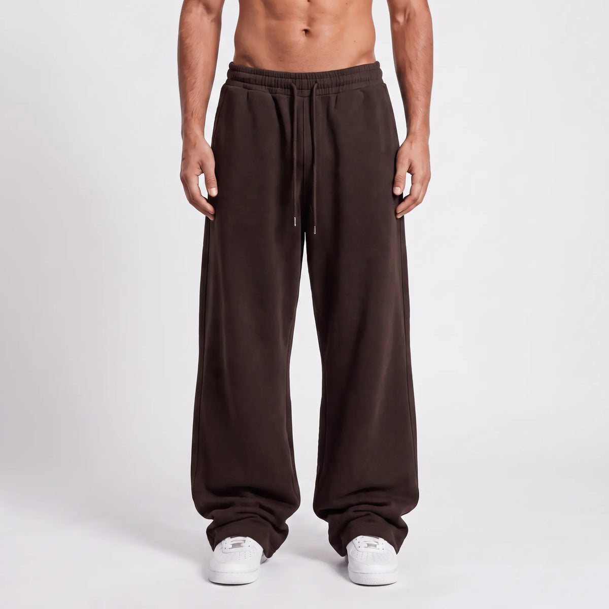 Baggy Unisex Wide Leg Summer Sweatpants - Brown