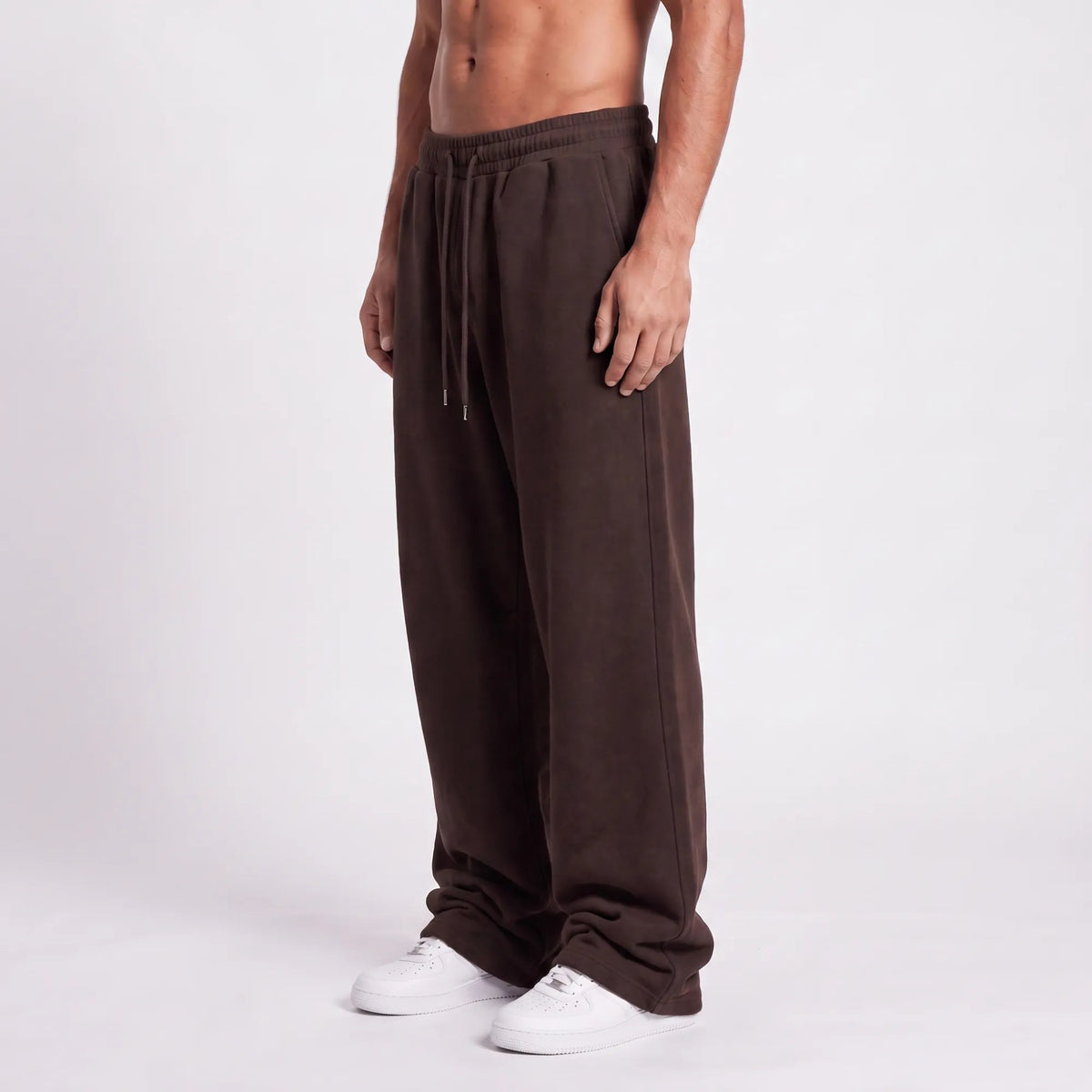 Baggy Unisex Wide Leg Summer Sweatpants - Brown