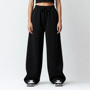 Baggy Unisex Wide Leg Sweatpants - Black