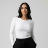 White Round Neck Long Sleeve Women's Top