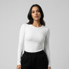 White Round Neck Long Sleeve Women's Top