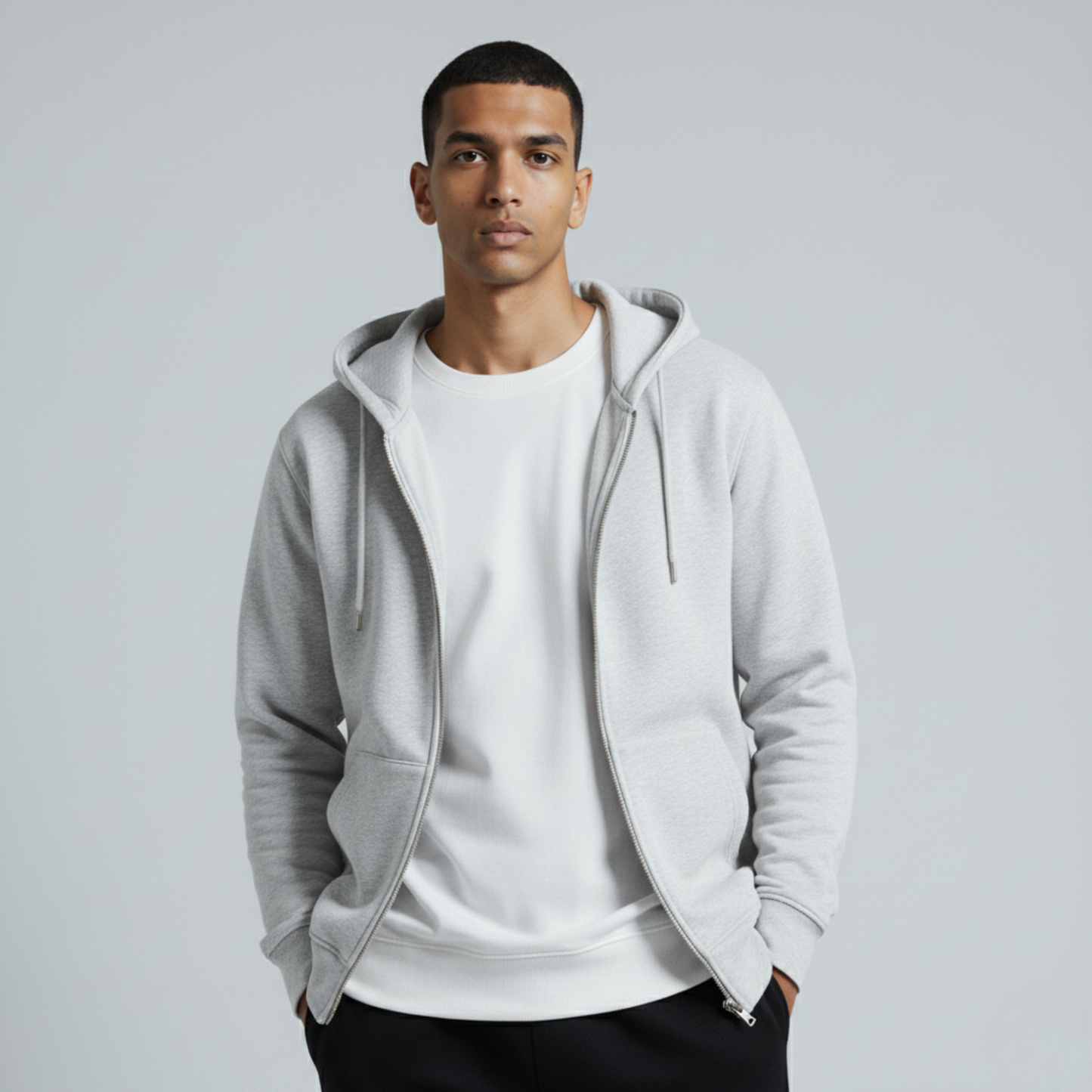 Heather Grey Unisex Zip Up Hoodie