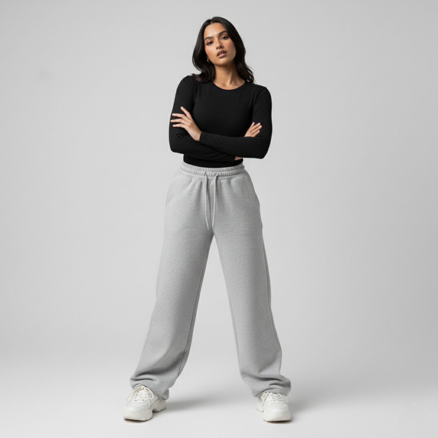 Black Round Neck Long Sleeve Women's Top