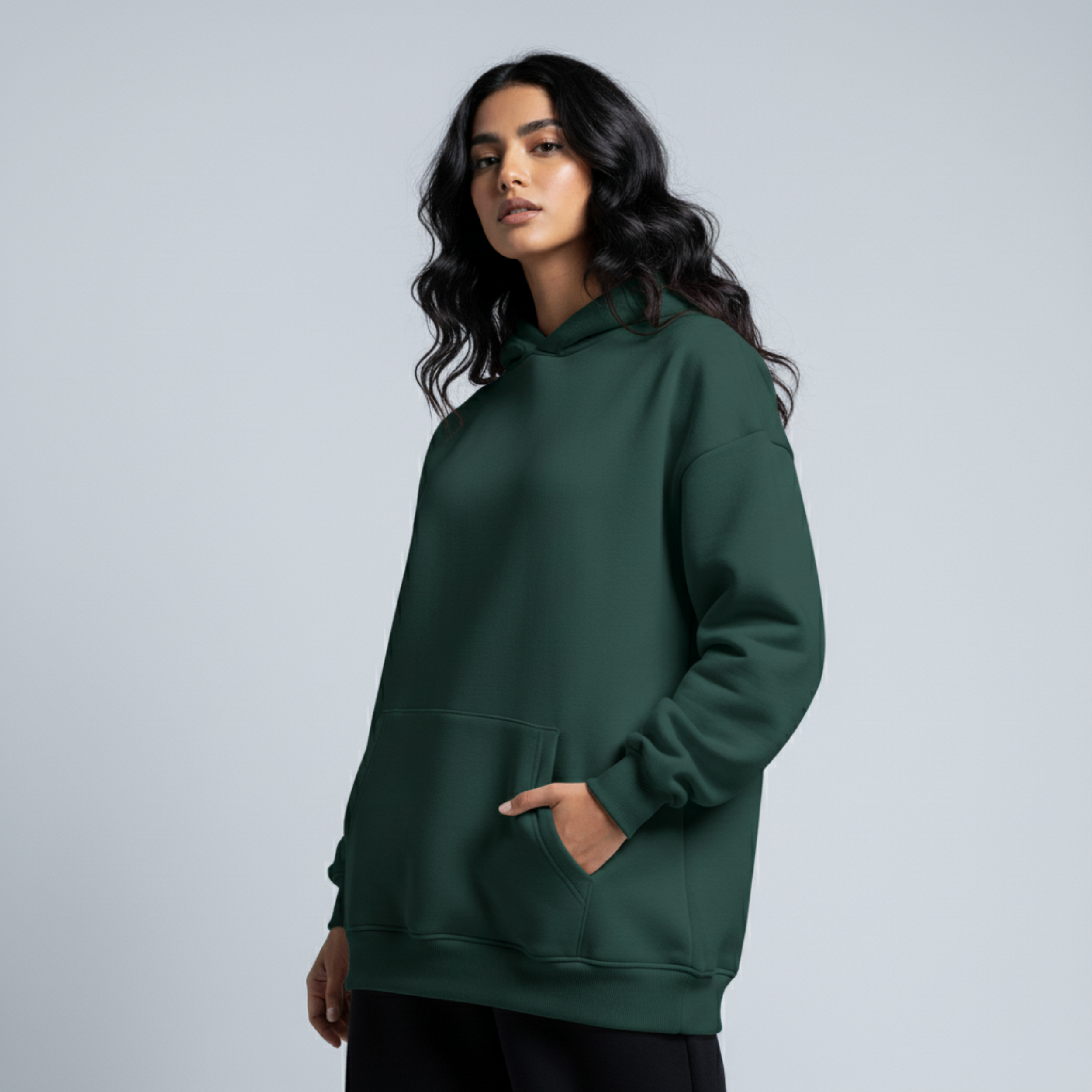 Hunter Green Oversized Unisex Hoodie - Basic