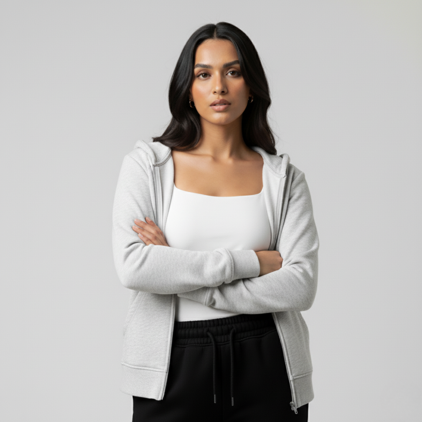 Heather Grey Unisex Zip Up Hoodie