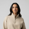 Beige Unisex Quarter Zip Sweatshirt