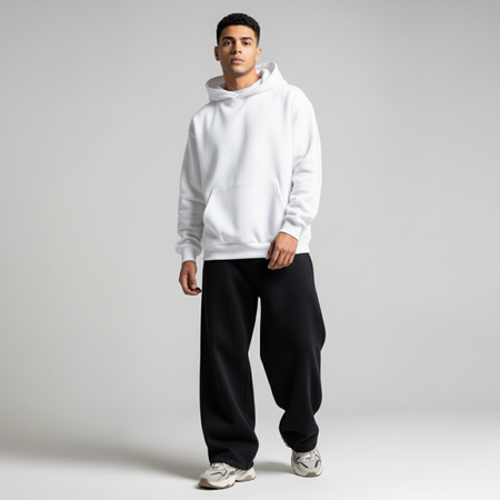 White Oversized Unisex Hoodie - Basic