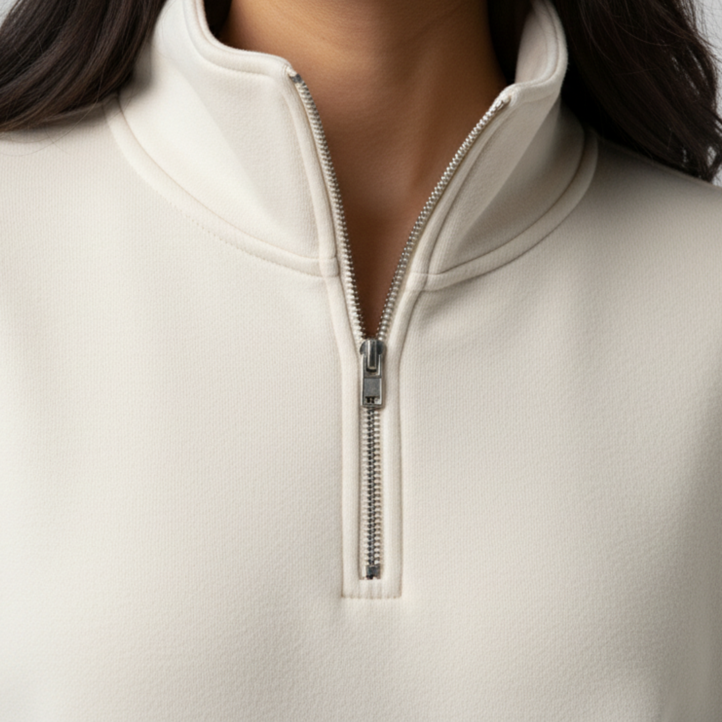 Beige Unisex Quarter Zip Sweatshirt