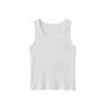 Women White U-Shaped Ribbed Tank Top