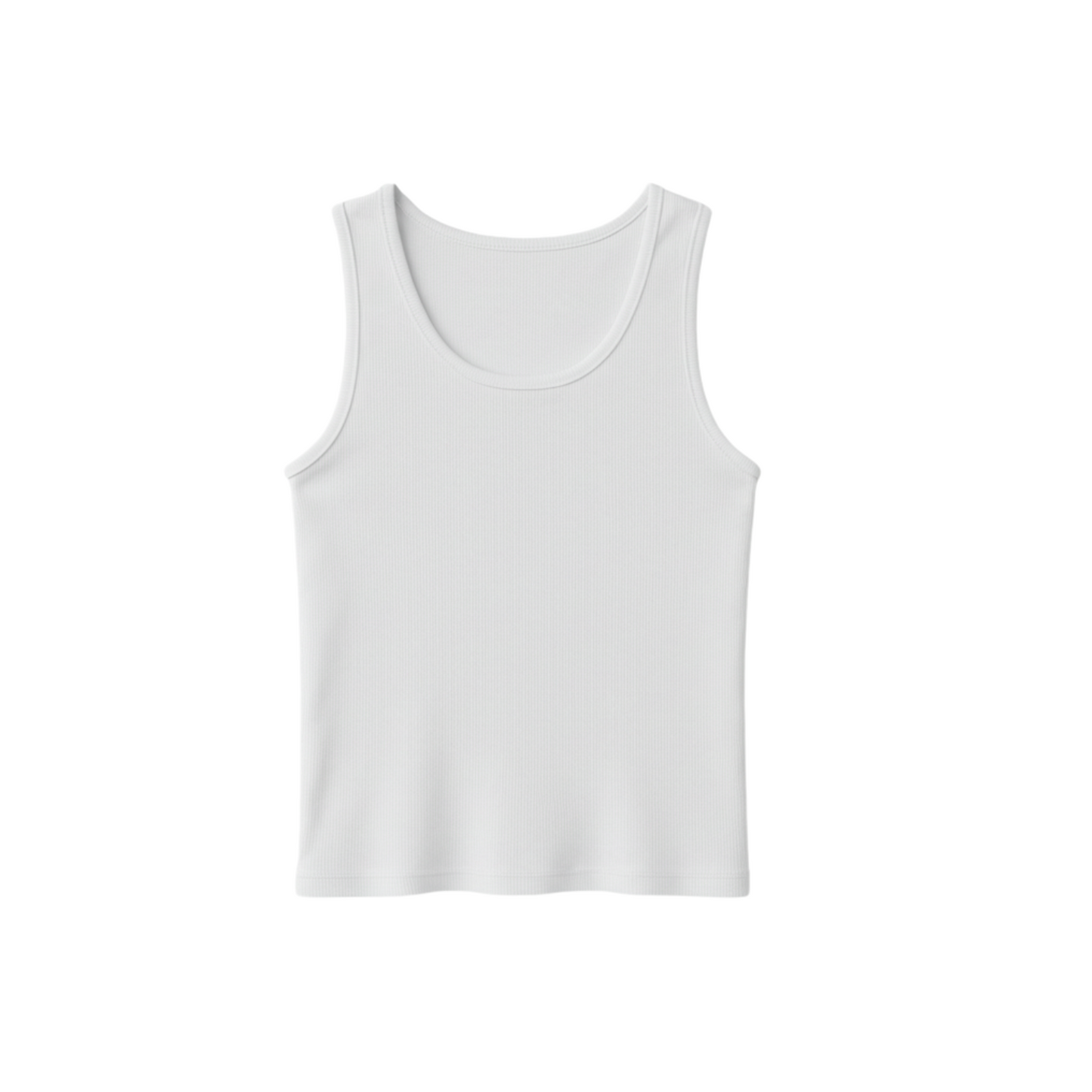 Women White U-Shaped Ribbed Tank Top