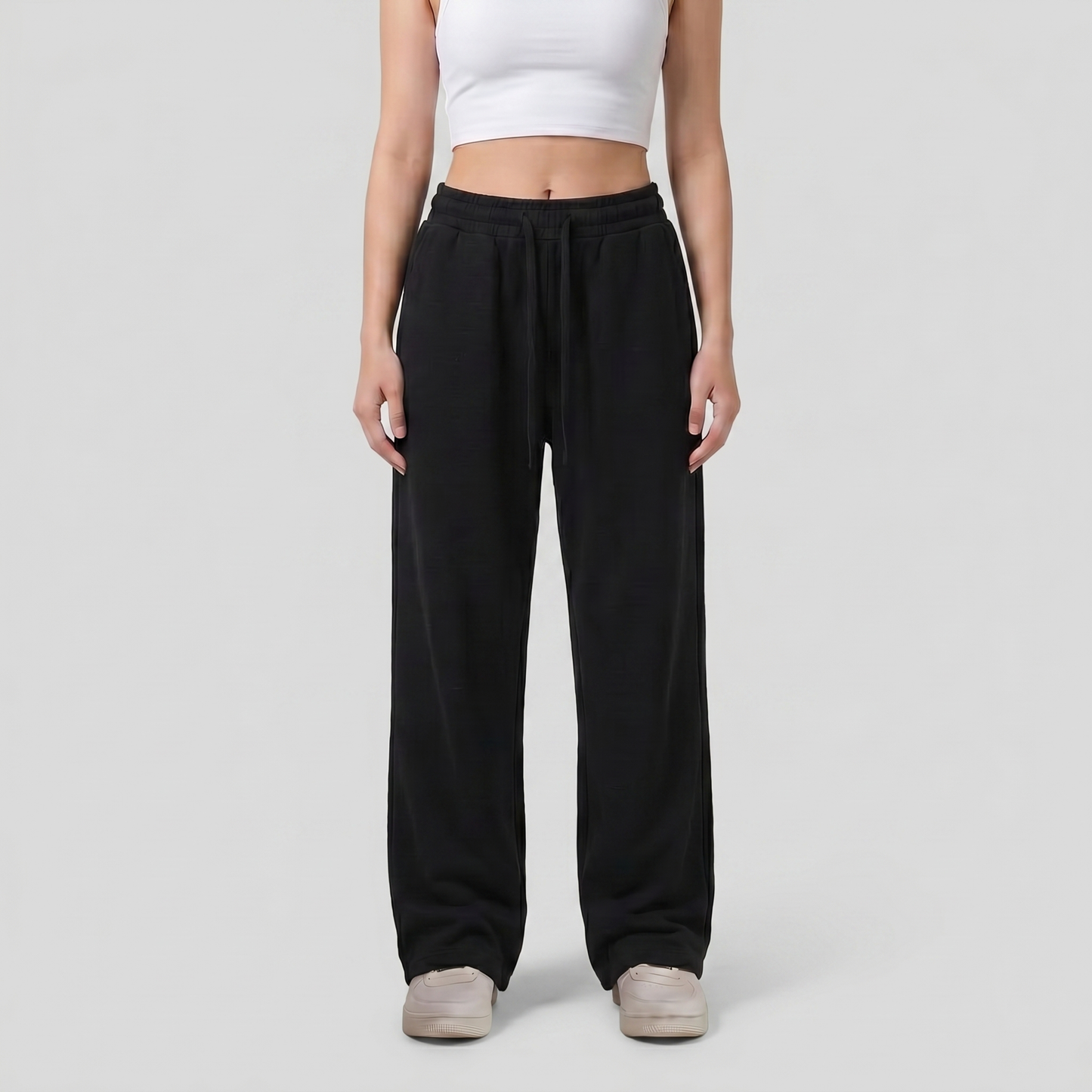 Straight Leg Unisex Summer Sweatpants - Black