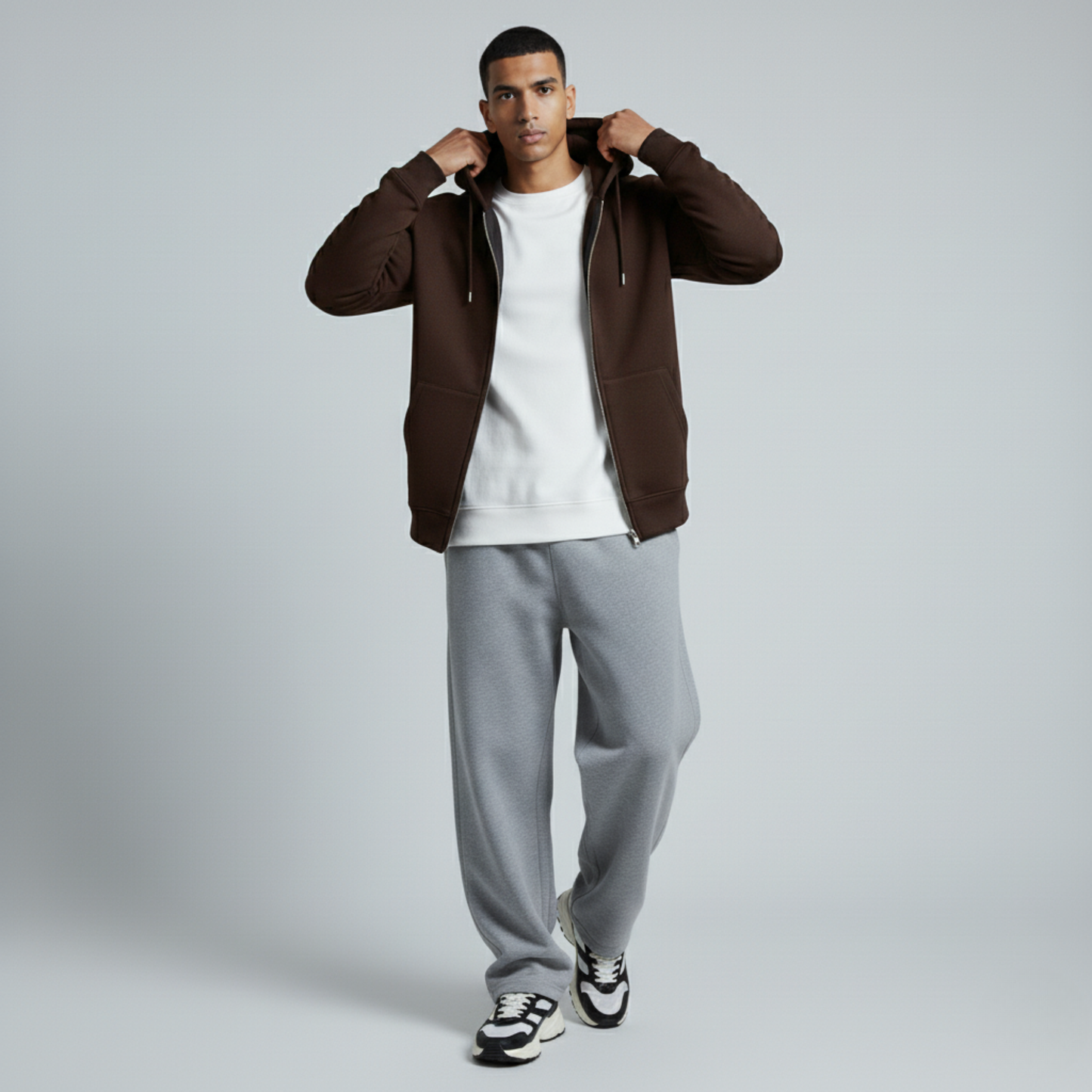 Brown Unisex Zip Up Hoodie