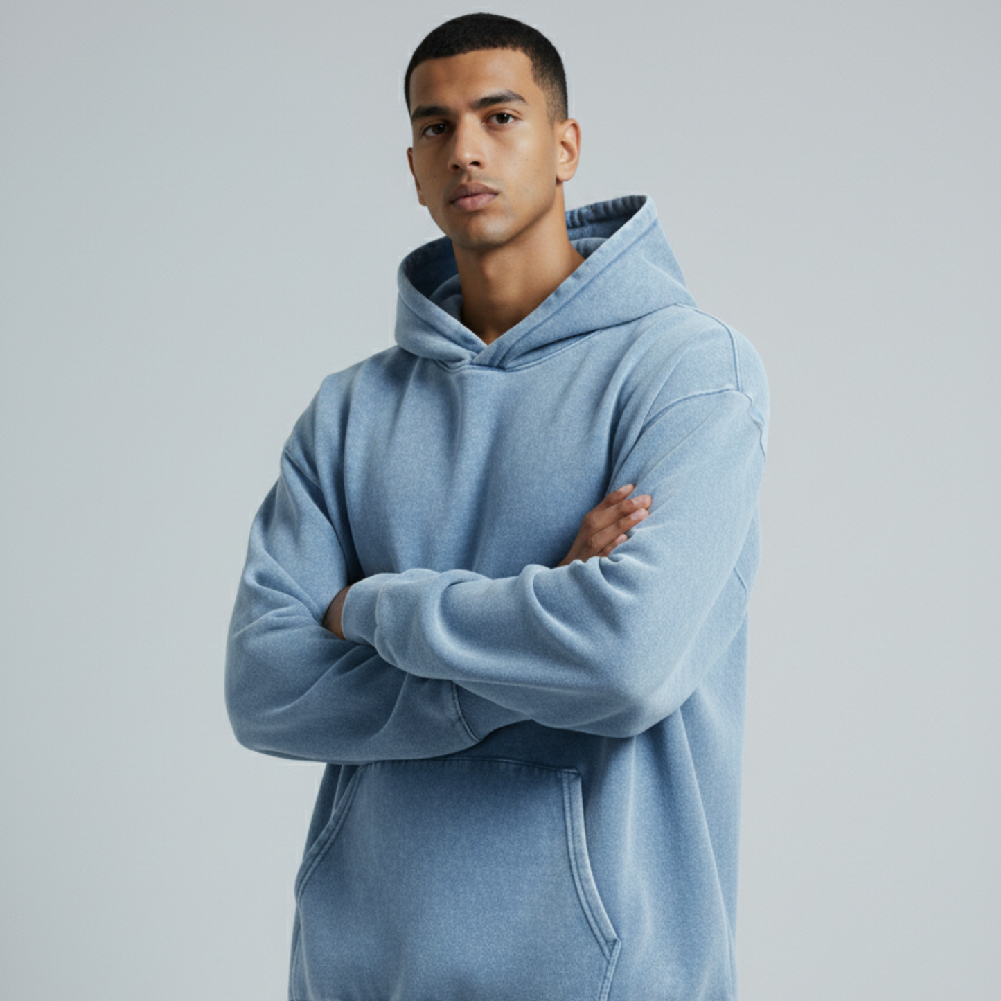 Washed Oversized Unisex Hoodie - Baby Blue