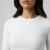 White Round Neck Long Sleeve Women's Top
