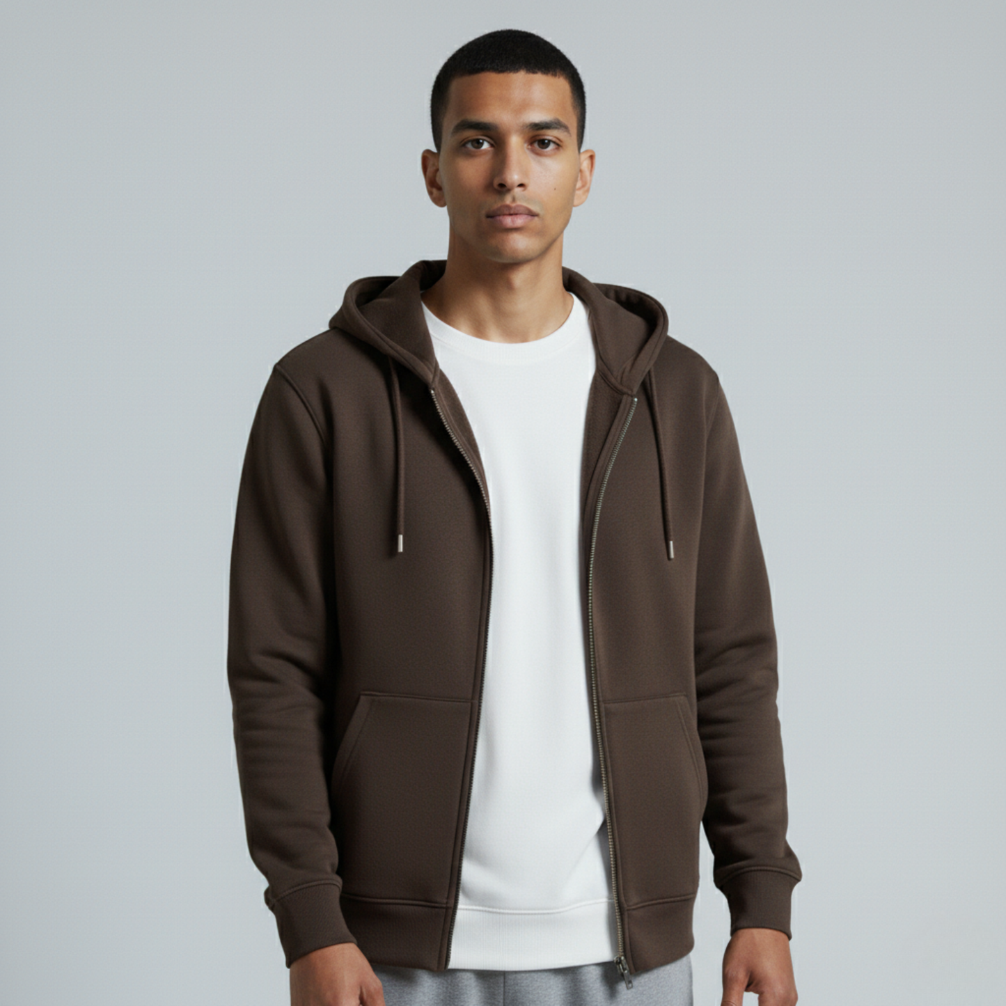 Brown Unisex Zip Up Hoodie