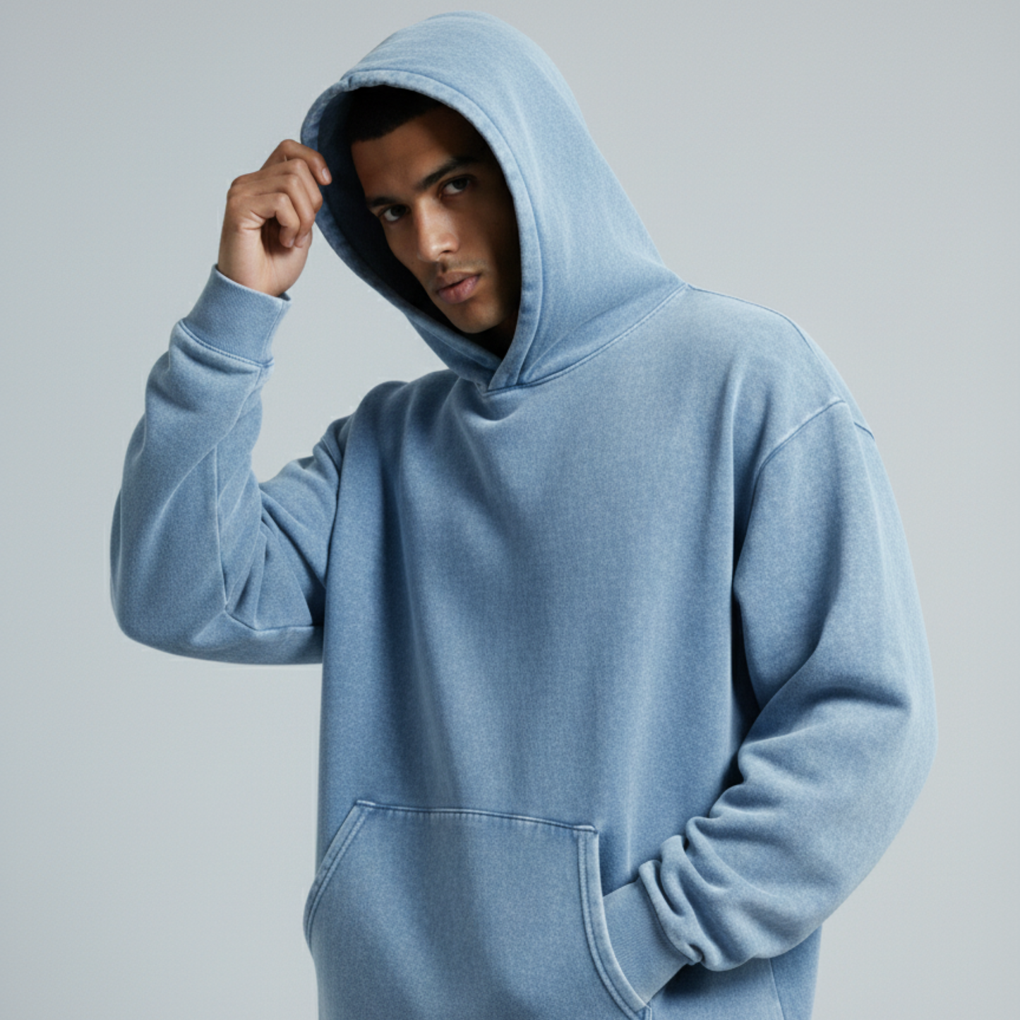 Washed Oversized Unisex Hoodie - Baby Blue