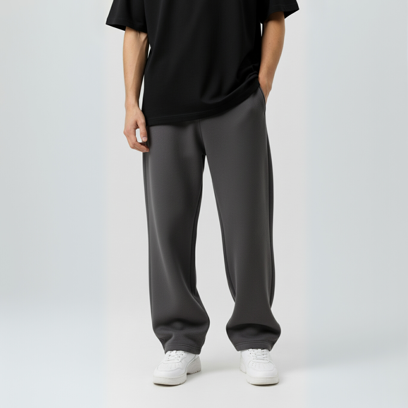 Dark Grey Unisex Straight Leg Sweatpants - Basic
