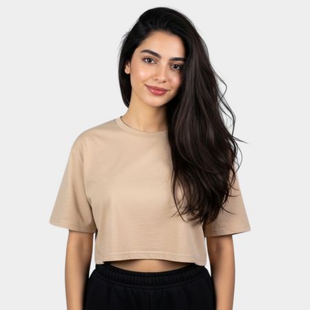 Cropped Oversize T-Shirt (Beige)