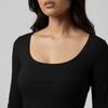 Black Wide Neck Long Sleeve Women's Top