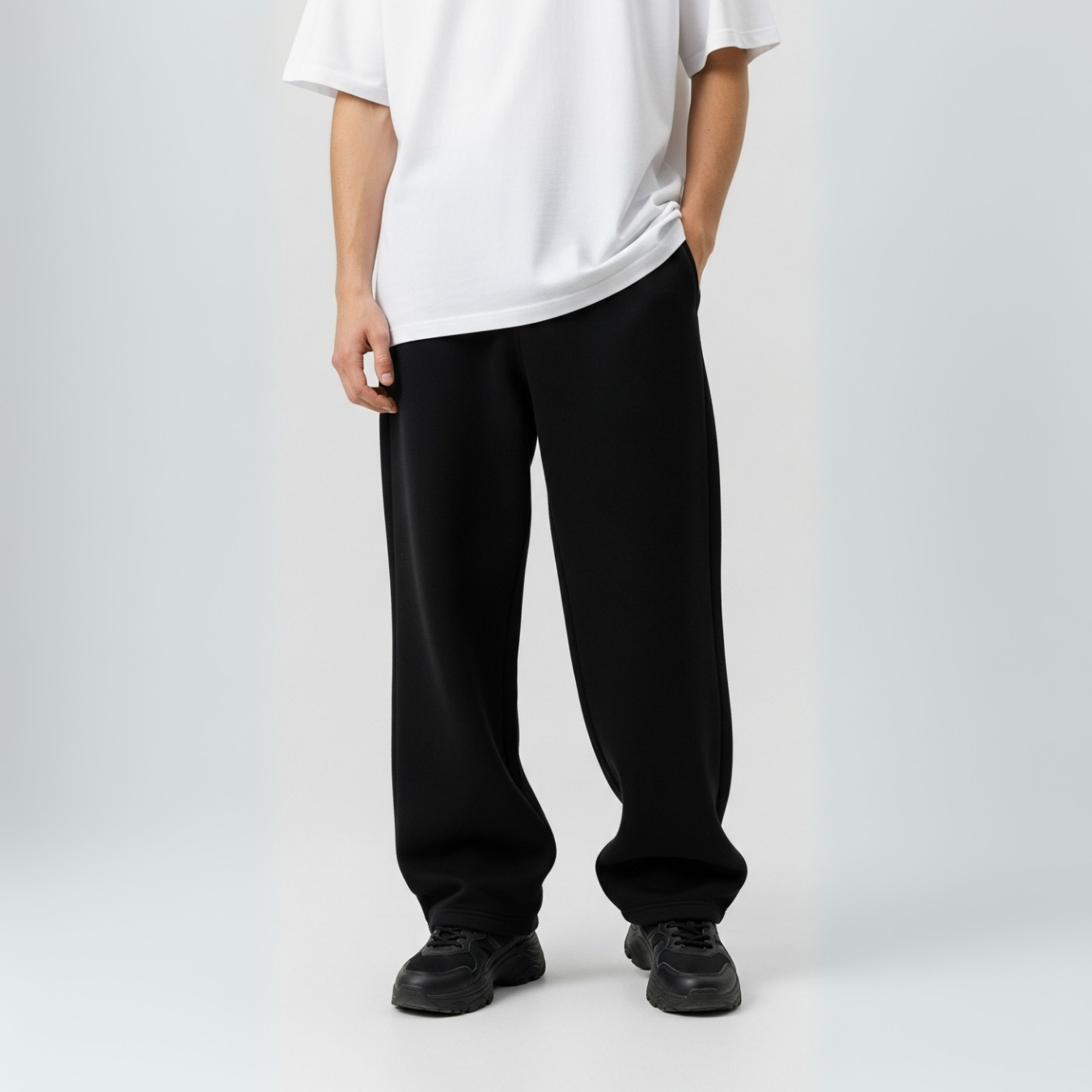 Black Unisex Straight Leg Sweatpants - Basic