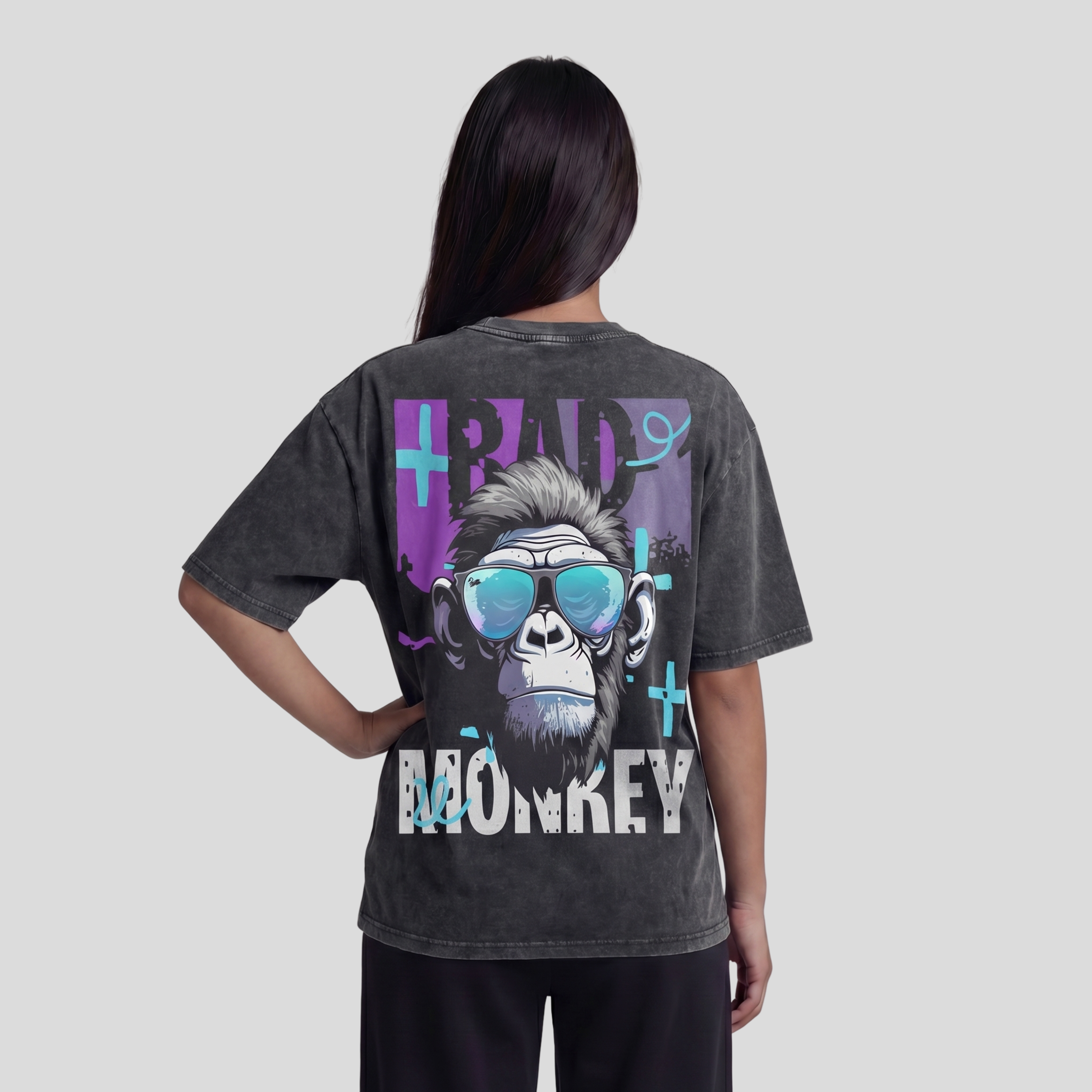 Washed Oversized Unisex T-Shirt - Bad monkey