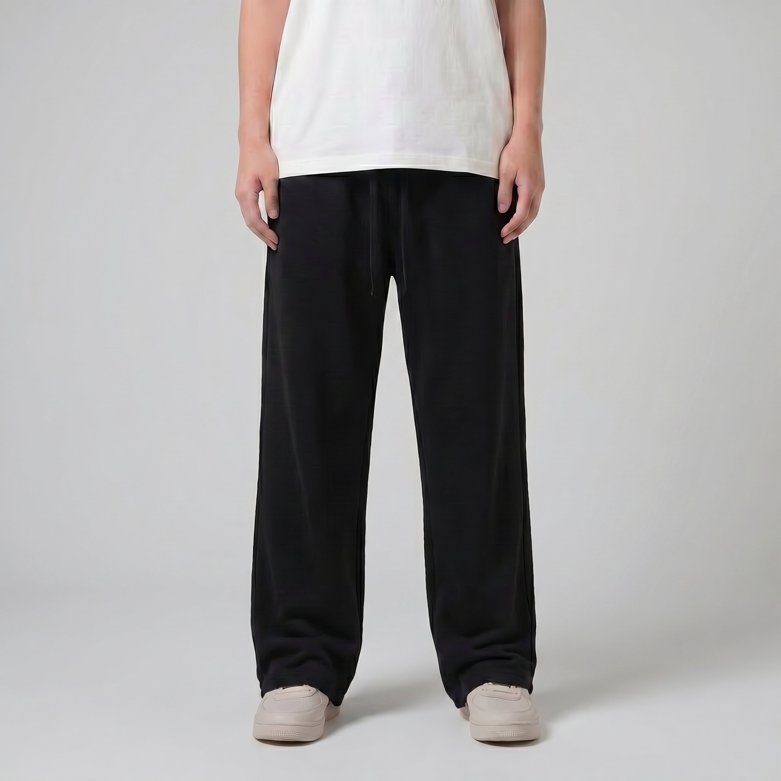 Straight Leg Unisex Summer Sweatpants - Black