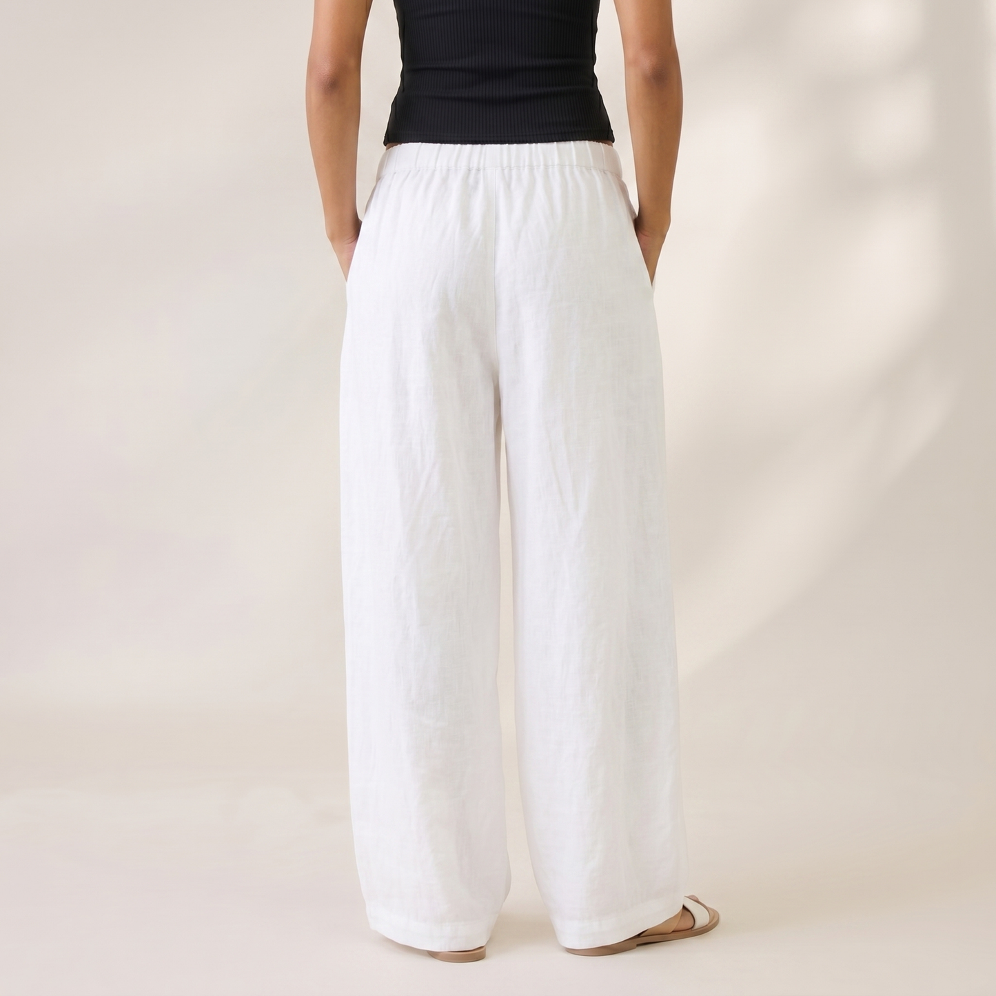 Linen Wide Leg Unisex Pants - Off-White