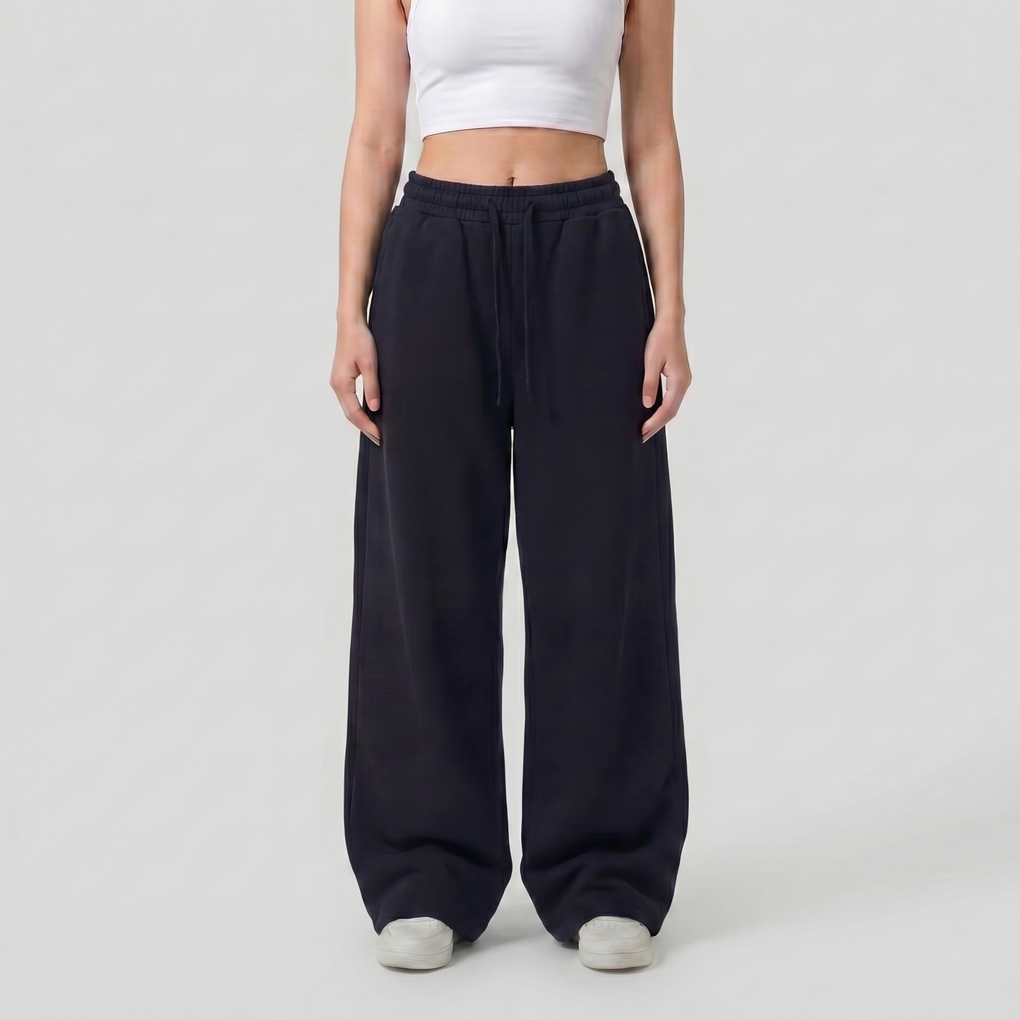Baggy Unisex Wide Leg Summer Sweatpants - Black