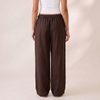 Linen Wide Leg Unisex Pants - Brown