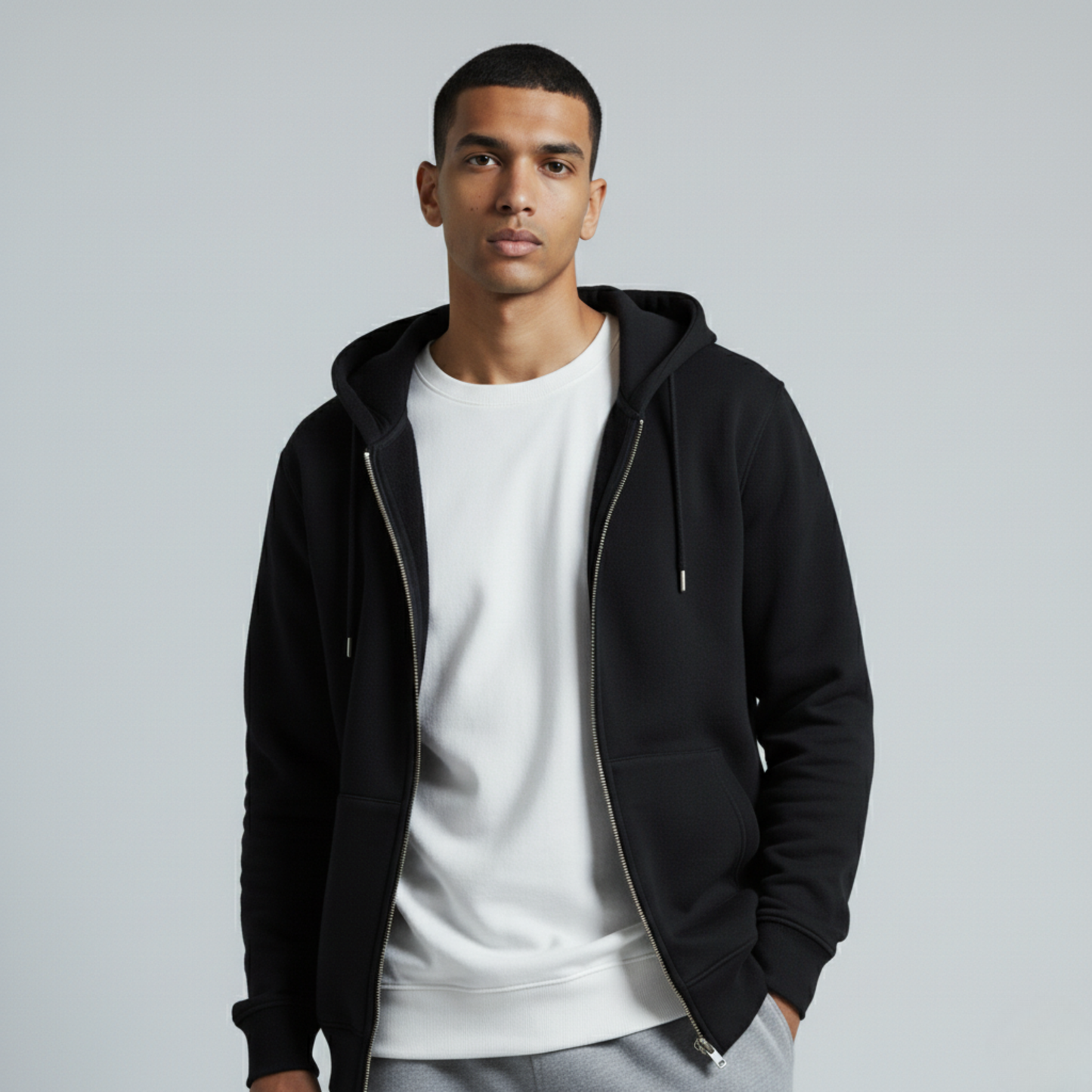 Black Unisex Zip Up Hoodie