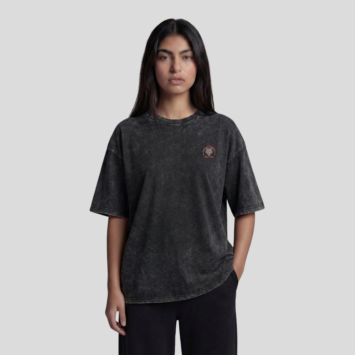Washed Oversized Unisex T-Shirt - Wild Wolf