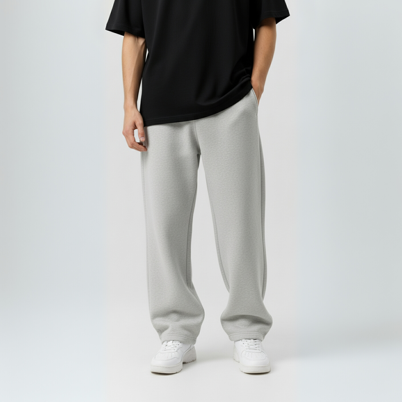 Grey Unisex Straight Leg Sweatpants - Basic