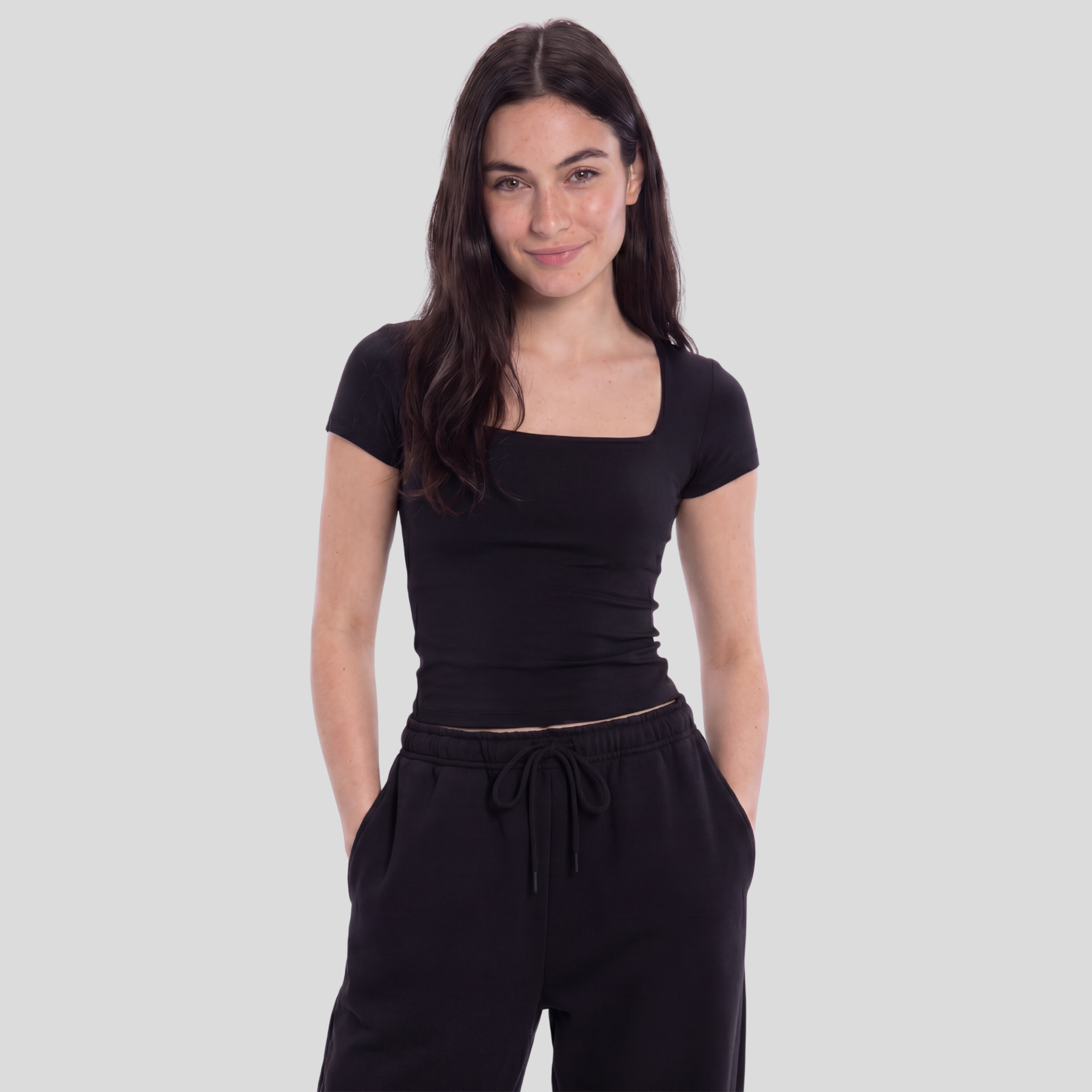 Square Neck Short Sleeve Top